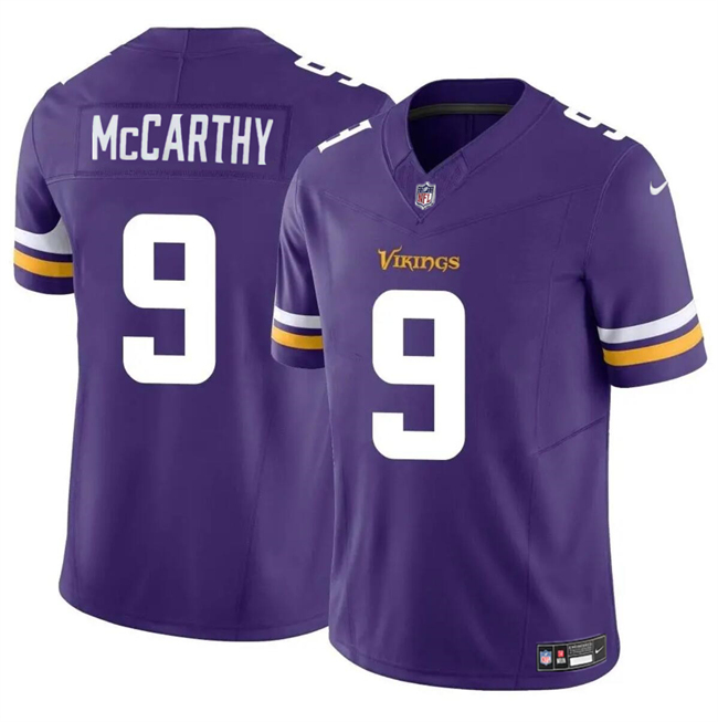 Youth Minnesota Vikings #9 J.J. McCarthy Purple 2024 Draft F.U.S.E. Vapor Untouchable Limited Football Stitched Jersey